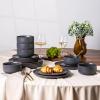 imageLERATIO Stoneware Dinnerware Sets for 4Handcarft Ceramic Plates and Bowls SetsChip and Scratch Resistant Dishes Dishwasher ampamp Microwave Safe Oven safeReactive GlazeSpeckled AshenSpecked Ashen