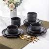 imageLERATIO Stoneware Dinnerware Sets for 4Handcarft Ceramic Plates and Bowls SetsChip and Scratch Resistant Dishes Dishwasher ampamp Microwave Safe Oven safeReactive GlazeSpeckled AshenSpecked Ashen