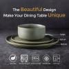 imageLERATIO Stoneware Dinnerware Sets for 4Handcarft Ceramic Plates and Bowls SetsChip and Scratch Resistant Dishes Dishwasher ampamp Microwave Safe Oven safeReactive GlazeSpeckled AshenGreen