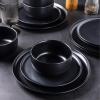 imageLERATIO Stoneware Dinnerware Sets for 4Handcarft Ceramic Plates and Bowls SetsChip and Scratch Resistant Dishes Dishwasher ampamp Microwave Safe Oven safeReactive GlazeSpeckled AshenBlack