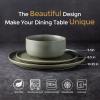 imageLERATIO Stoneware Dinnerware Sets for 4Handcarft Ceramic Plates and Bowls SetsChip and Scratch Resistant Dishes Dishwasher ampamp Microwave Safe Oven safeReactive GlazeSpeckled AshenGreen