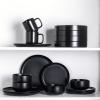 imageLERATIO Stoneware Dinnerware Sets for 4Handcarft Ceramic Plates and Bowls SetsChip and Scratch Resistant Dishes Dishwasher ampamp Microwave Safe Oven safeReactive GlazeSpeckled AshenBlack