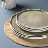 imageLeRATIO Ceramic Dinnerware Set of 4 Poreclain Plates Bowls Handmade Reactive Glaze Dishes Chip Resistant Oven ampamp Dishwasher Safe Service for 4ChestnutModernTea