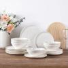imageLeRATIO Ceramic Dinnerware Set of 4 Poreclain Plates Bowls Handmade Reactive Glaze Dishes Chip Resistant Oven ampamp Dishwasher Safe Service for 4ChestnutModernPeal White