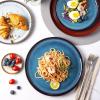imageLeRATIO Ceramic Dinnerware Set of 4 Poreclain Plates Bowls Handmade Reactive Glaze Dishes Chip Resistant Oven ampamp Dishwasher Safe Service for 4ChestnutModerncolorful