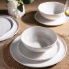 imageLeRATIO Ceramic Dinnerware Set of 4 Poreclain Plates Bowls Handmade Reactive Glaze Dishes Chip Resistant Oven ampamp Dishwasher Safe Service for 4ChestnutModernPeal White