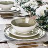 imageLeRATIO Ceramic Dinnerware Set of 4 Poreclain Plates Bowls Handmade Reactive Glaze Dishes Chip Resistant Oven ampamp Dishwasher Safe Service for 4ChestnutModernTea