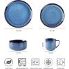 imageLeRATIO Ceramic Dinnerware Set of 4 Poreclain Plates Bowls Handmade Reactive Glaze Dishes Chip Resistant Oven ampamp Dishwasher Safe Service for 4ChestnutModernBlue
