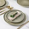 imageLeRATIO Ceramic Dinnerware Set of 4 Poreclain Plates Bowls Handmade Reactive Glaze Dishes Chip Resistant Oven ampamp Dishwasher Safe Service for 4ChestnutModernTea