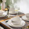 imageLeRATIO Ceramic Dinnerware Set of 4 Poreclain Plates Bowls Handmade Reactive Glaze Dishes Chip Resistant Oven ampamp Dishwasher Safe Service for 4ChestnutModernWhite