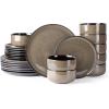 imageLeRATIO Ceramic Dinnerware Set of 4 Poreclain Plates Bowls Handmade Reactive Glaze Dishes Chip Resistant Oven ampamp Dishwasher Safe Service for 4ChestnutModernChestnut