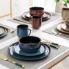 imageLeRATIO Ceramic Dinnerware Set of 4 Poreclain Plates Bowls Handmade Reactive Glaze Dishes Chip Resistant Oven ampamp Dishwasher Safe Service for 4ChestnutModerncolorful