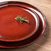 imageLeRATIO Ceramic Dinnerware Set of 4 Poreclain Plates Bowls Handmade Reactive Glaze Dishes Chip Resistant Oven ampamp Dishwasher Safe Service for 4ChestnutModernOrange Red