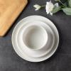 imageLeRATIO Ceramic Dinnerware Set of 4 Poreclain Plates Bowls Handmade Reactive Glaze Dishes Chip Resistant Oven ampamp Dishwasher Safe Service for 4ChestnutModernWhite