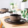 imageLeRATIO Ceramic Dinnerware Set of 4 Poreclain Plates Bowls Handmade Reactive Glaze Dishes Chip Resistant Oven ampamp Dishwasher Safe Service for 4ChestnutModernCoffee