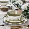 imageLeRATIO Ceramic Dinnerware Set of 4 Poreclain Plates Bowls Handmade Reactive Glaze Dishes Chip Resistant Oven ampamp Dishwasher Safe Service for 4ChestnutModernTea