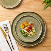 imageLeRATIO Ceramic Dinnerware Set of 4 Poreclain Plates Bowls Handmade Reactive Glaze Dishes Chip Resistant Oven ampamp Dishwasher Safe Service for 4ChestnutModernTea