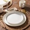 imageLeRATIO Ceramic Dinnerware Set of 4 Poreclain Plates Bowls Handmade Reactive Glaze Dishes Chip Resistant Oven ampamp Dishwasher Safe Service for 4ChestnutModernWhite