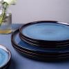 imageLeRATIO Ceramic Dinnerware Set of 4 Poreclain Plates Bowls Handmade Reactive Glaze Dishes Chip Resistant Oven ampamp Dishwasher Safe Service for 4ChestnutModernBlue