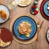 imageLeRATIO Ceramic Dinnerware Set of 4 Poreclain Plates Bowls Handmade Reactive Glaze Dishes Chip Resistant Oven ampamp Dishwasher Safe Service for 4ChestnutModerncolorful