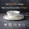 imageLeRATIO Ceramic Dinnerware Set of 4 Poreclain Plates Bowls Handmade Reactive Glaze Dishes Chip Resistant Oven ampamp Dishwasher Safe Service for 4ChestnutModernPeal White