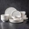 imageLeRATIO Ceramic Dinnerware Set of 4 Poreclain Plates Bowls Handmade Reactive Glaze Dishes Chip Resistant Oven ampamp Dishwasher Safe Service for 4ChestnutModernPeal White