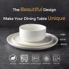 imageLeRATIO Ceramic Dinnerware Set of 4 Poreclain Plates Bowls Handmade Reactive Glaze Dishes Chip Resistant Oven ampamp Dishwasher Safe Service for 4ChestnutModernWhite