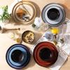 imageLeRATIO Ceramic Dinnerware Set of 4 Poreclain Plates Bowls Handmade Reactive Glaze Dishes Chip Resistant Oven ampamp Dishwasher Safe Service for 4ChestnutModerncolorful