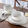 imageLeRATIO Ceramic Dinnerware Set of 4 Poreclain Plates Bowls Handmade Reactive Glaze Dishes Chip Resistant Oven ampamp Dishwasher Safe Service for 4ChestnutModernPeal White