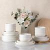 imageLeRATIO Ceramic Dinnerware Set of 4 Poreclain Plates Bowls Handmade Reactive Glaze Dishes Chip Resistant Oven ampamp Dishwasher Safe Service for 4ChestnutModernWhite