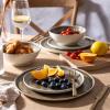 imageLeRATIO Ceramic Dinnerware Set of 4 Poreclain Plates Bowls Handmade Reactive Glaze Dishes Chip Resistant Oven ampamp Dishwasher Safe Service for 4ChestnutModernTea