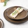 imageLeRATIO Ceramic Dinnerware Set of 4 Poreclain Plates Bowls Handmade Reactive Glaze Dishes Chip Resistant Oven ampamp Dishwasher Safe Service for 4ChestnutModernChestnut