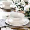imageLeRATIO Ceramic Dinnerware Set of 4 Poreclain Plates Bowls Handmade Reactive Glaze Dishes Chip Resistant Oven ampamp Dishwasher Safe Service for 4ChestnutModernPeal White