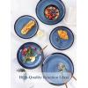 imageLeRATIO Ceramic Dinnerware Set of 4 Poreclain Plates Bowls Handmade Reactive Glaze Dishes Chip Resistant Oven ampamp Dishwasher Safe Service for 4ChestnutModernBlue
