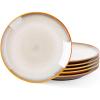 imageLERATIO Ceramic Dinner Plates Set of 6 105 Inch Handmade Reactive Glaze Porcelain Plates Coupe Shape Dinnerware Dishes Set for KitchenOvenampamp Microwave ampamp Dishwasher Safe Scratch ResistantBlueReactiveKahki