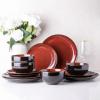 imageLERATIO Ceramic Dinnerware Sets for 4Handcraft Stoneware Plates and Bowls SetsHighly Chip and Crack Resistant  Dishwasher ampamp Microwave ampamp Oven Safe Dishes setReactive Glaze Dinnerware Service for 4Dreamy MoonlightRed