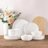 imageLERATIO Ceramic Dinnerware Sets for 4Handcraft Stoneware Plates and Bowls SetsHighly Chip and Crack Resistant  Dishwasher ampamp Microwave ampamp Oven Safe Dishes setReactive Glaze Dinnerware Service for 4Dreamy MoonlightWave Pearl White