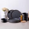 imageLERATIO Ceramic Dinnerware Sets for 6 High Edge Stoneware Plates and Bowls Set Chip and Crack Resistant  Oven ampamp Dishwasher ampamp Microwave Safe Dishes Set Service for 6 Vanilla WhiteAshen
