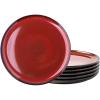 imageLERATIO Ceramic Plates Set of 6 85 Inch Reactive Glaze Light Weight Porcelain Salad PlatesModern Shape Dinnerware Dishes Set for KitchenMicrowaveampampDishwasherampampOven Safe Scratch ResistantReactiveRed