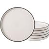 imageLERATIO Ceramic Plates80 Inch Flat Salad Plates Set of 6High Edge Modern plates for KitchenMicrowave ampamp Dishwasher ampamp Oven Safe Scratch Resistant Dishes SetMatte White with RimDusted WhiteBlack Rim