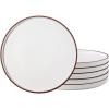 imageLERATIO Ceramic Plates80 Inch Flat Salad Plates Set of 6High Edge Modern plates for KitchenMicrowave ampamp Dishwasher ampamp Oven Safe Scratch Resistant Dishes SetMatte White with RimDusted WhiteCoffee Rim