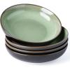 imageLERATIO Pasta BowlsCeramic 38oz Pasta Bowls90quot Reactive Glaze Pasta Bowl Set of 4Microwave ampamp DishwasherOven SafeLarge Wide Serving Bowls for Salad Dessert PizzaScratch ResistantChestnutLight Green