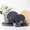 imageLERATIO Stoneware Dinnerware Sets for 4Handcarft Ceramic Plates and Bowls SetsChip and Scratch Resistant Dishes Dishwasher ampamp Microwave Safe Oven safeReactive GlazeSpeckled AshenSpecked Ashen