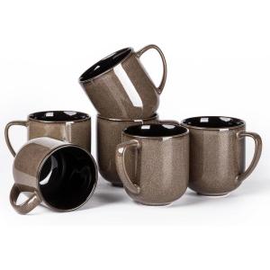 imageLERATIO 12OZ Ceramic Coffee Mugs Set of 6 Large Porcelain Coffee Cups With Large Handle For LatteCappuccinoMilkCocoaDishwasherampampMicrowave Safe Mug SetsIdeal for ManWomanDad MomKahkireactive glaze5