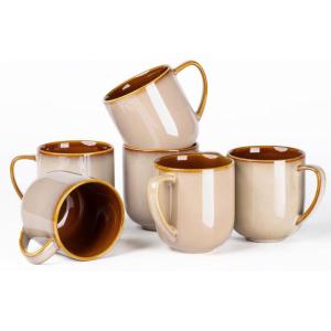 imageLERATIO 12OZ Ceramic Coffee Mugs Set of 6 Large Porcelain Coffee Cups With Large Handle For LatteCappuccinoMilkCocoaDishwasherampampMicrowave Safe Mug SetsIdeal for ManWomanDad MomKahkireactive glaze1