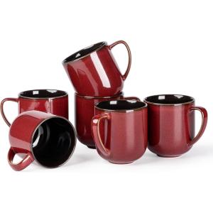 imageLERATIO 12OZ Ceramic Coffee Mugs Set of 6 Large Porcelain Coffee Cups With Large Handle For LatteCappuccinoMilkCocoaDishwasherampampMicrowave Safe Mug SetsIdeal for ManWomanDad MomKahkireactive glaze2