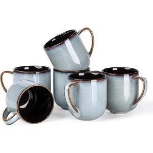 imageLERATIO 12OZ Ceramic Coffee Mugs Set of 6 Large Porcelain Coffee Cups With Large Handle For LatteCappuccinoMilkCocoaDishwasherampampMicrowave Safe Mug SetsIdeal for ManWomanDad MomKahkireactive glaze6