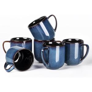 imageLERATIO 12OZ Ceramic Coffee Mugs Set of 6 Large Porcelain Coffee Cups With Large Handle For LatteCappuccinoMilkCocoaDishwasherampampMicrowave Safe Mug SetsIdeal for ManWomanDad MomKahkireactive glaze4