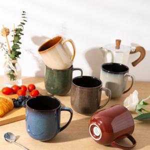 imageLERATIO 12OZ Ceramic Coffee Mugs Set of 6 Large Porcelain Coffee Cups With Large Handle For LatteCappuccinoMilkCocoaDishwasherampampMicrowave Safe Mug SetsIdeal for ManWomanDad MomKahkireactive glazeMixing