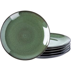 imageLERATIO Ceramic Dinner Plates Set of 6 105 Inch Handmade Reactive Glaze Porcelain Plates Coupe Shape Dinnerware Dishes Set for KitchenOvenampamp Microwave ampamp Dishwasher Safe Scratch ResistantBlueReactiveGreen